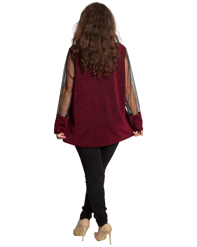 Tunică lejeră în mărimi mari cu accente din piele