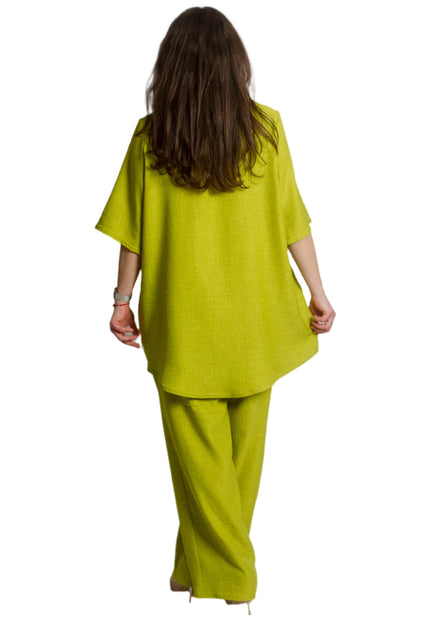 Costum maxi plus size cu tunică și pantaloni