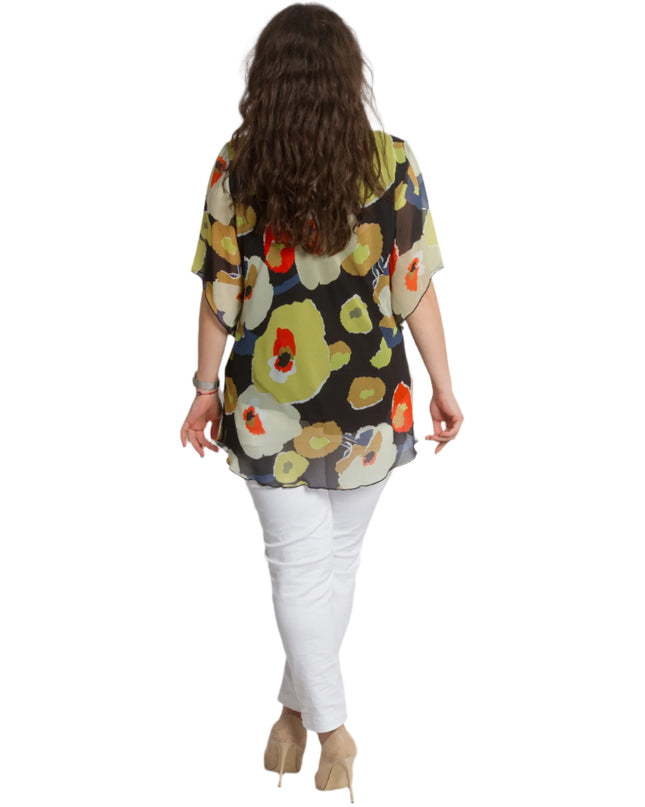 Tunică din șifon cu model floral și croială lejeră