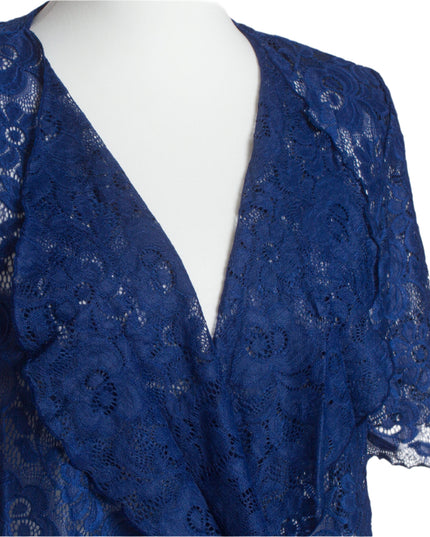 Sacou maxi elegant din dantelă, albastru regal