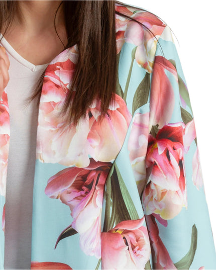 Elegant sacou de damă cu model floral în tonuri pastelate