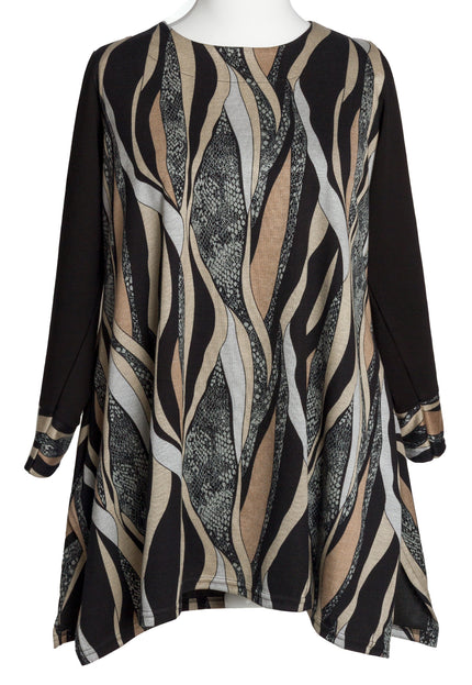 Tunică lejeră în mărimi mari cu accente din piele