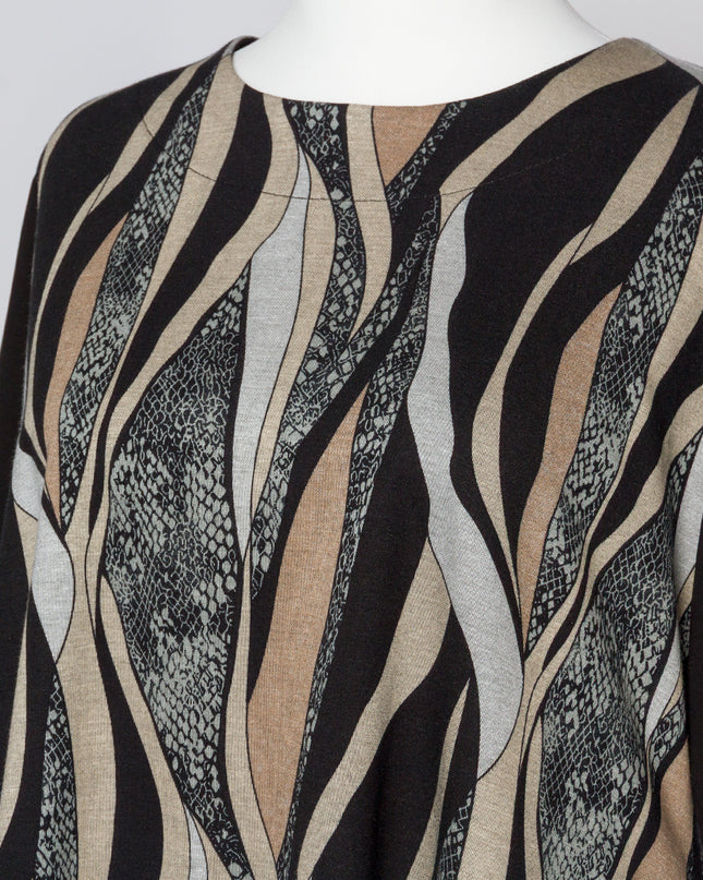 Tunică lejeră în mărimi mari cu accente din piele