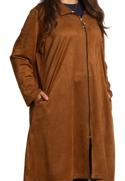 Cardigan elegant supradimensionat în culoarea mocha