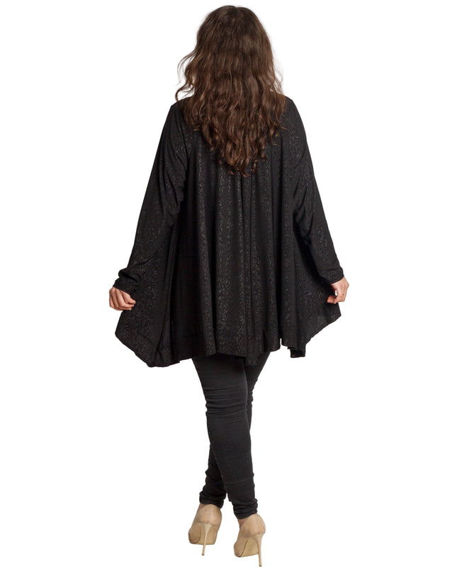 Tunică lejeră în mărimi mari cu accente din piele