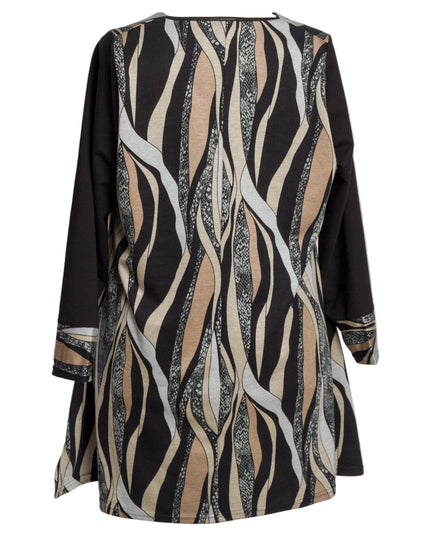 Tunică lejeră în mărimi mari cu accente din piele