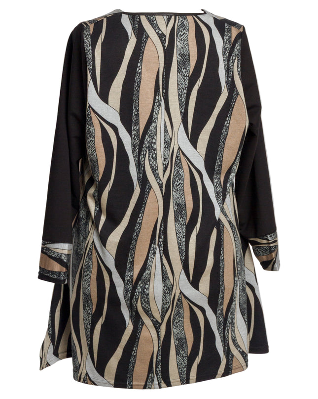 Tunică lejeră în mărimi mari cu accente din piele