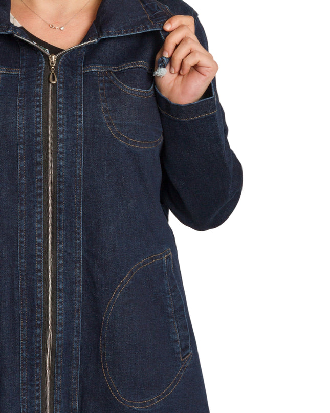 Jachetă de damă din burete cu glugă și buzunare