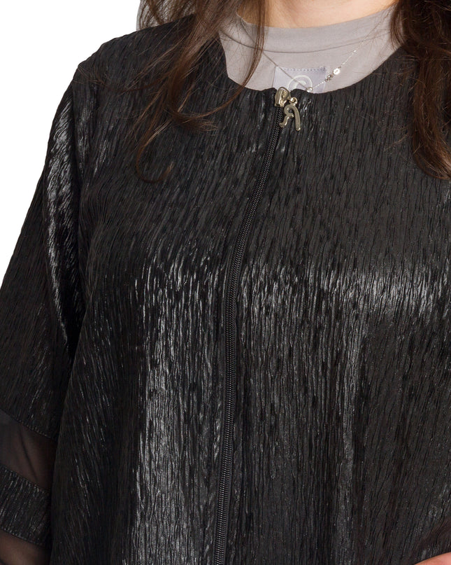 Jachetă maxi formală decorată cu elemente subtile cu sclipici