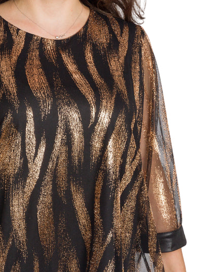 Tunică lejeră în mărimi mari cu accente din piele