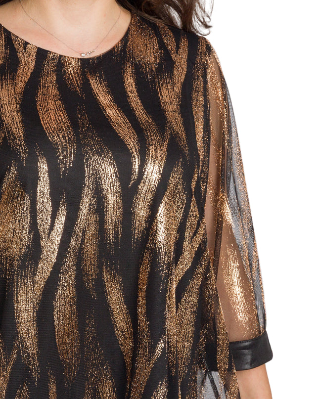 Tunică lejeră în mărimi mari cu accente din piele