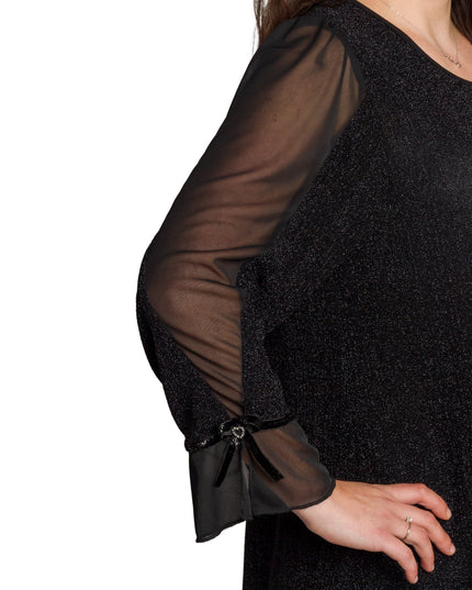 Tunică lejeră în mărimi mari cu accente din piele