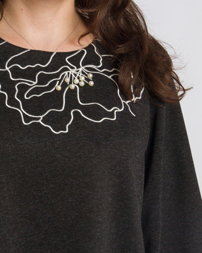 Tunică lejeră în mărimi mari cu accente din piele