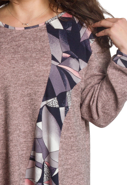 Tunică lejeră în mărimi mari cu accente din piele