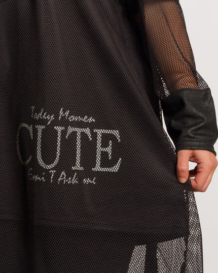 Tunică lejeră în mărimi mari cu accente din piele