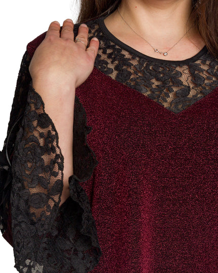 Tunică lejeră în mărimi mari cu accente din piele