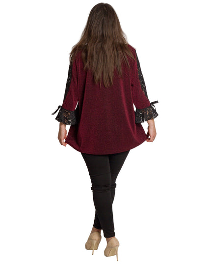 Tunică lejeră în mărimi mari cu accente din piele