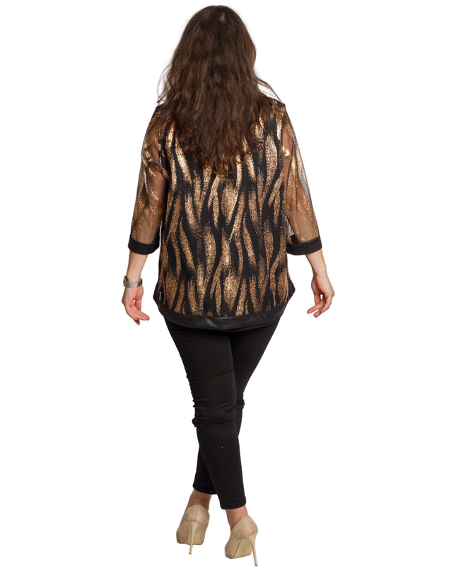 Tunică lejeră în mărimi mari cu accente din piele