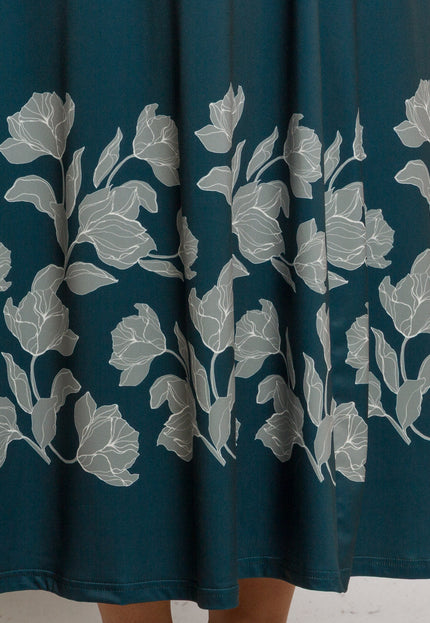 Rochie lungă elegantă, mărimi mari - Model floral