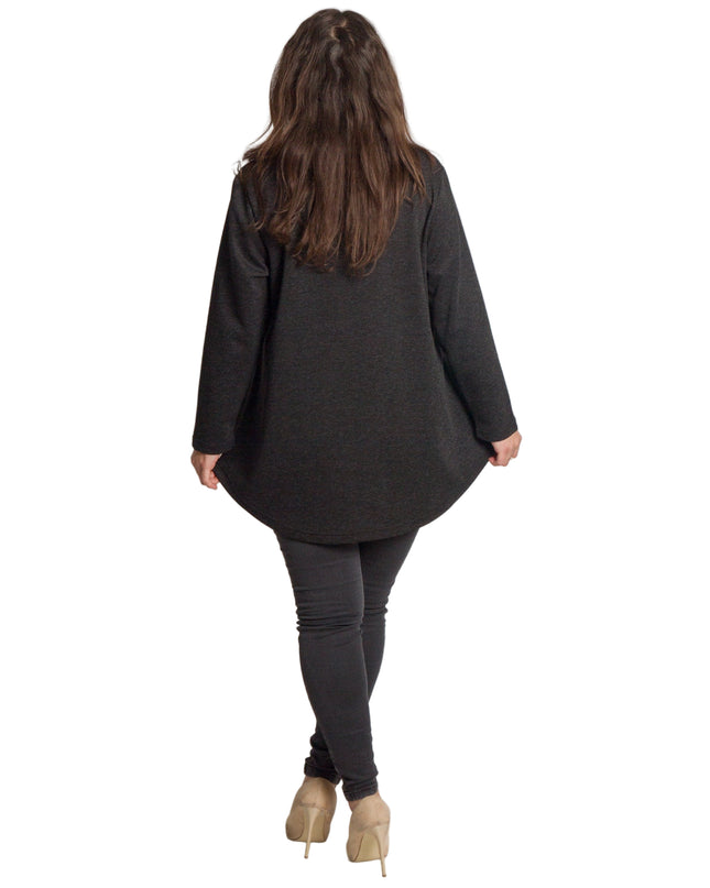 Tunică lejeră în mărimi mari cu accente din piele