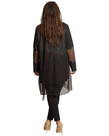 Tunică lejeră în mărimi mari cu accente din piele