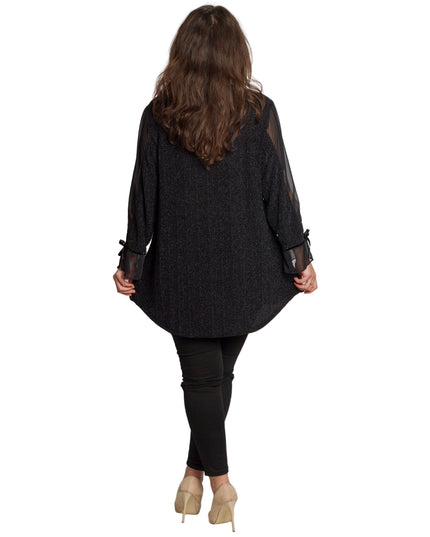 Tunică lejeră în mărimi mari cu accente din piele