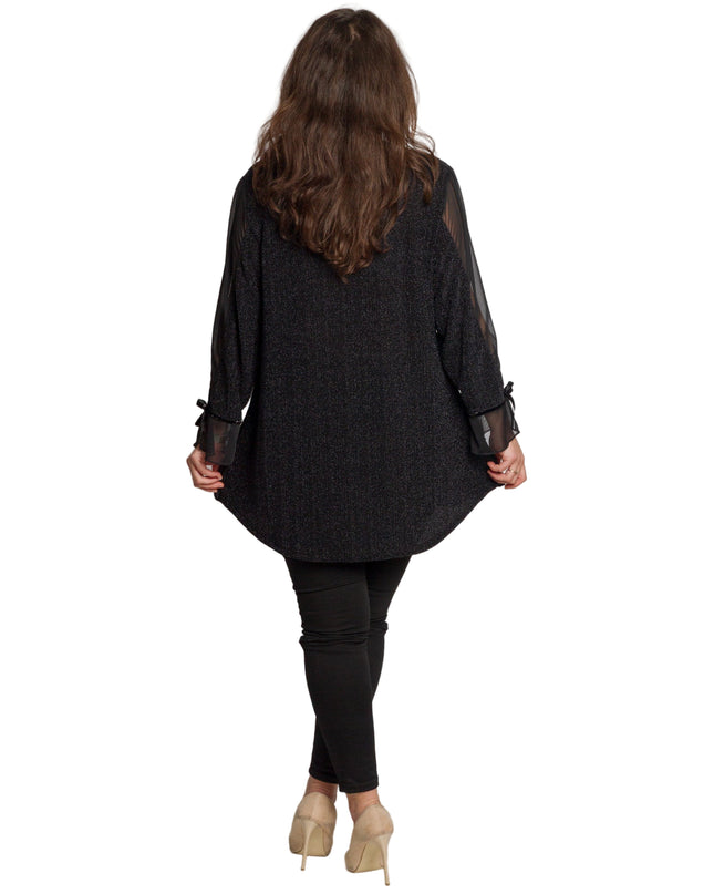 Tunică lejeră în mărimi mari cu accente din piele