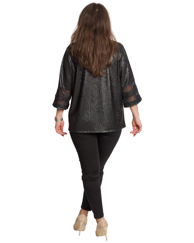 Jachetă maxi formală decorată cu elemente subtile cu sclipici