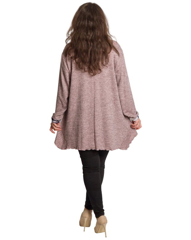 Tunică lejeră în mărimi mari cu accente din piele