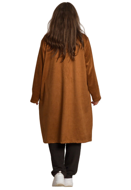 Cardigan elegant supradimensionat în culoarea mocha