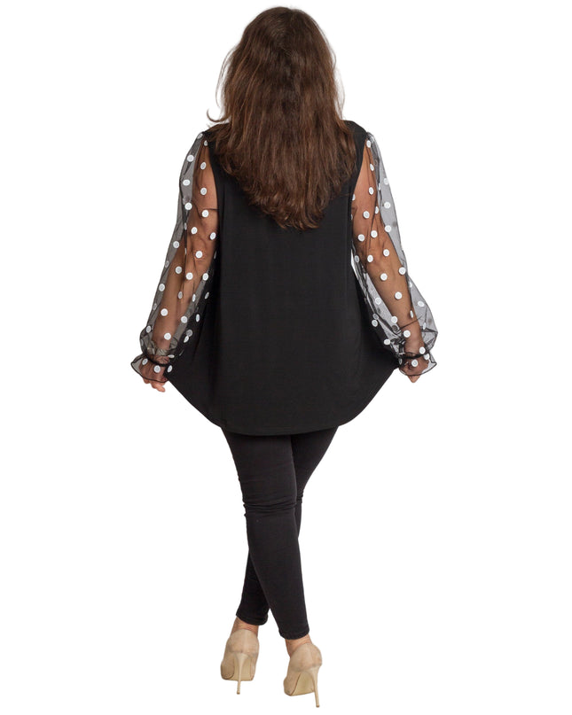 Tunică elegantă pentru femei - Mâneci spectaculoase cu buline