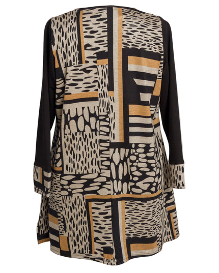 Tunică lejeră în mărimi mari cu accente din piele