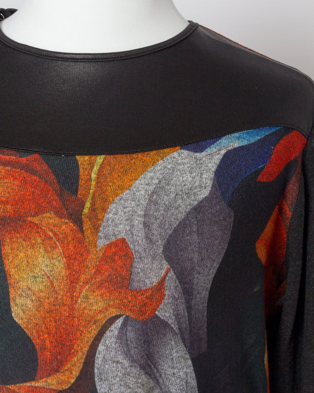 Tunică lejeră în mărimi mari cu accente din piele