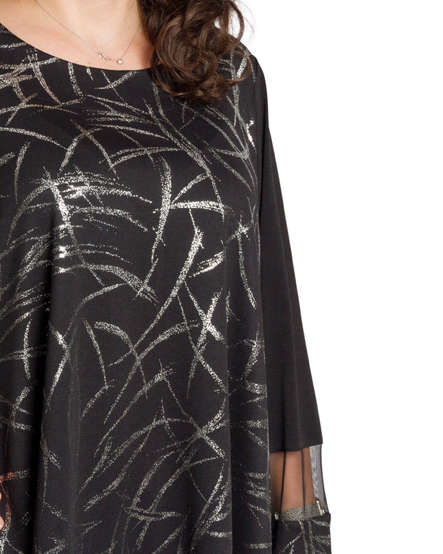 Tunică lejeră în mărimi mari cu accente din piele