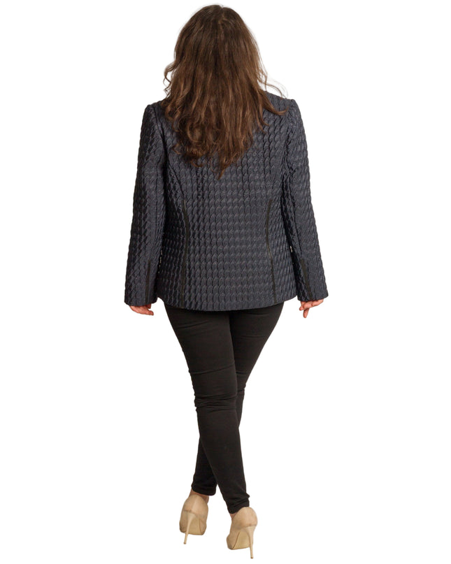 Jachetă elegantă bordo cu guler și fermoar, mărimi mari