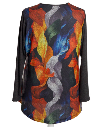 Tunică lejeră în mărimi mari cu accente din piele