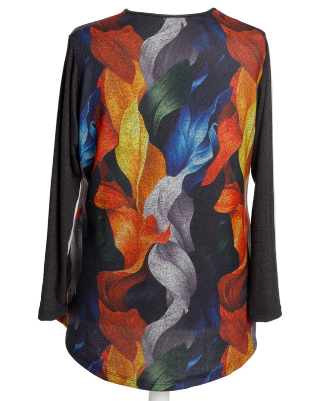 Tunică lejeră în mărimi mari cu accente din piele