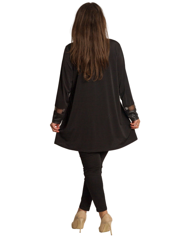 Tunică lejeră în mărimi mari cu accente din piele