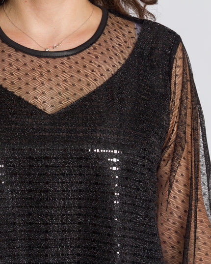 Tunică maxi formală cu tul și mâneci 3/4