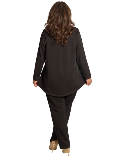 Tunică lejeră în mărimi mari cu accente din piele