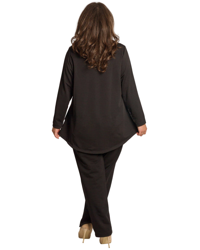 Tunică lejeră în mărimi mari cu accente din piele