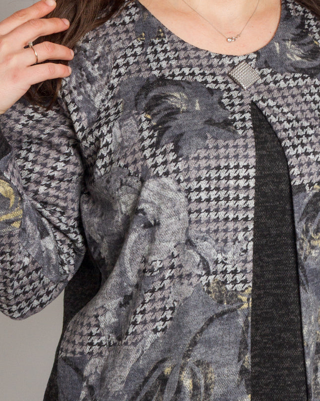 Tunică maxi elegantă cu broșă – Pentru ocazii formale