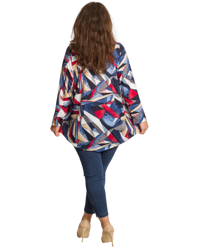 Tunică lejeră în mărimi mari cu accente din piele