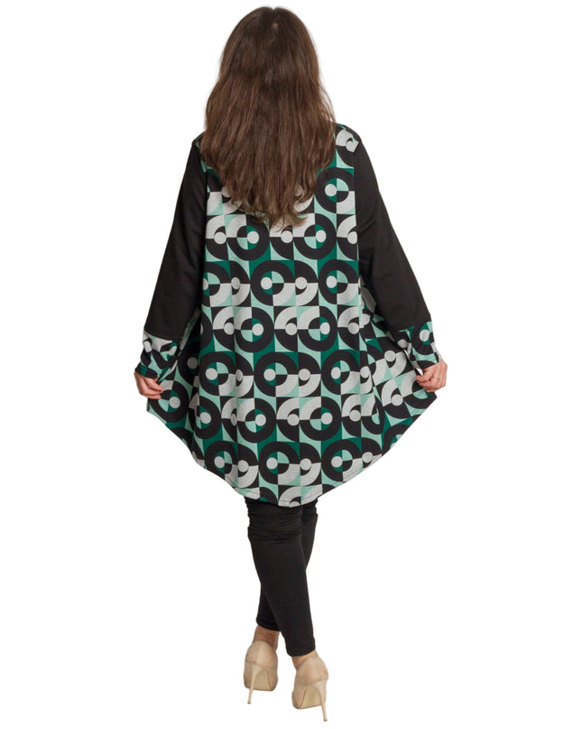 Tunică lejeră în mărimi mari cu accente din piele