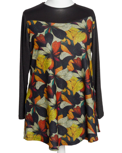 Tunică lejeră în mărimi mari cu accente din piele