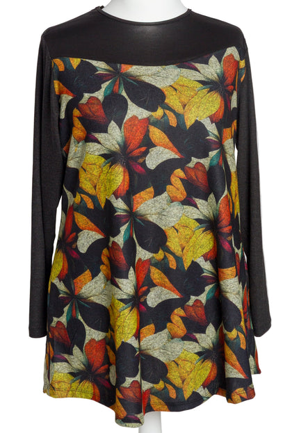 Tunică lejeră în mărimi mari cu accente din piele