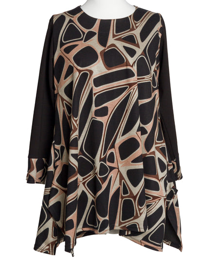 Tunică lejeră în mărimi mari cu accente din piele