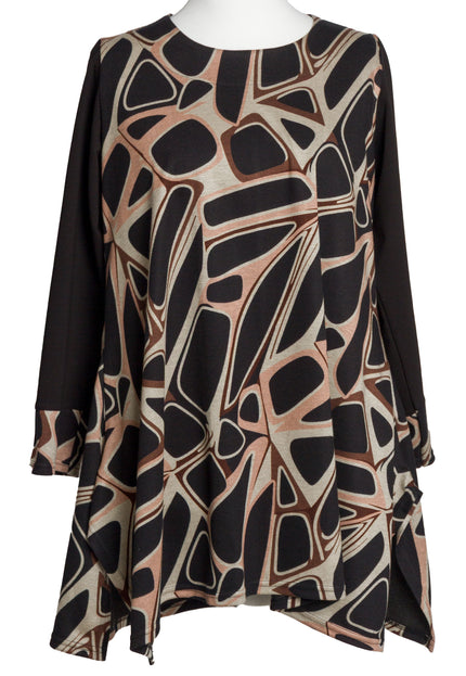 Tunică lejeră în mărimi mari cu accente din piele