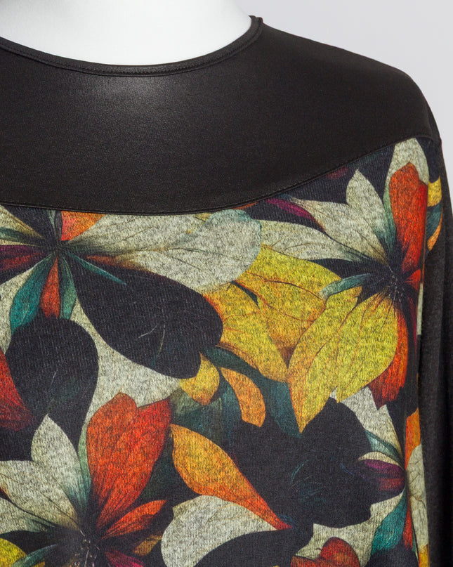 Tunică lejeră în mărimi mari cu accente din piele