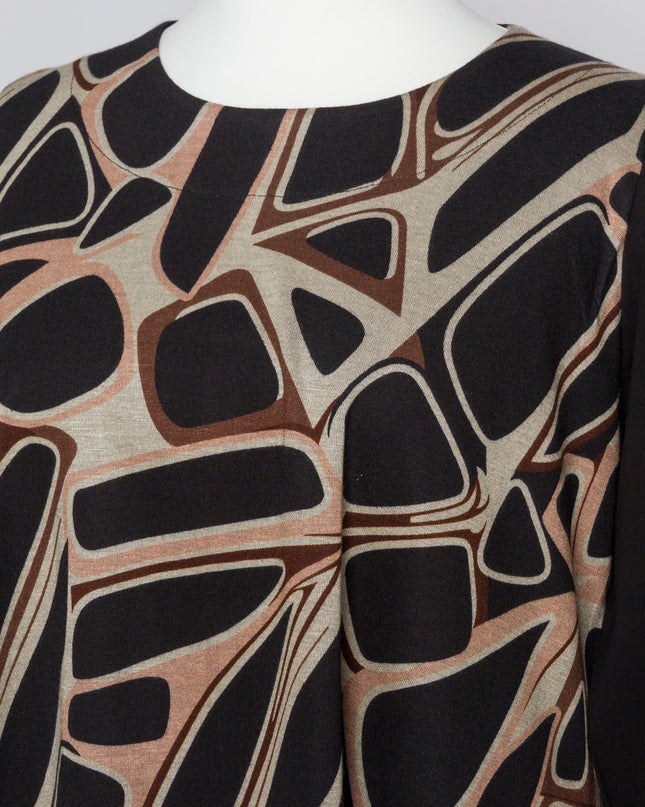 Tunică lejeră în mărimi mari cu accente din piele